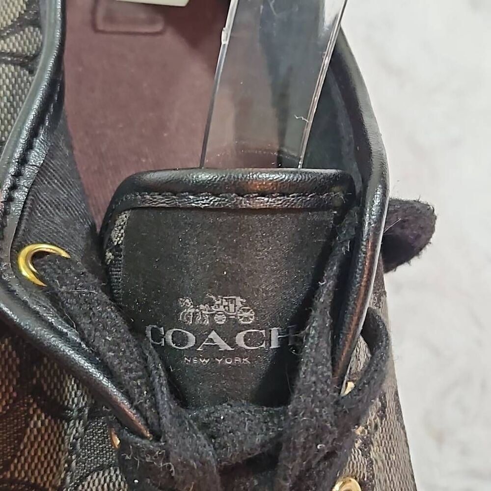 Coach Empire Low Top Signature Logo Sneakers Womens 7.5 Black Gray Canvas Shoes - Picture 6 of 9